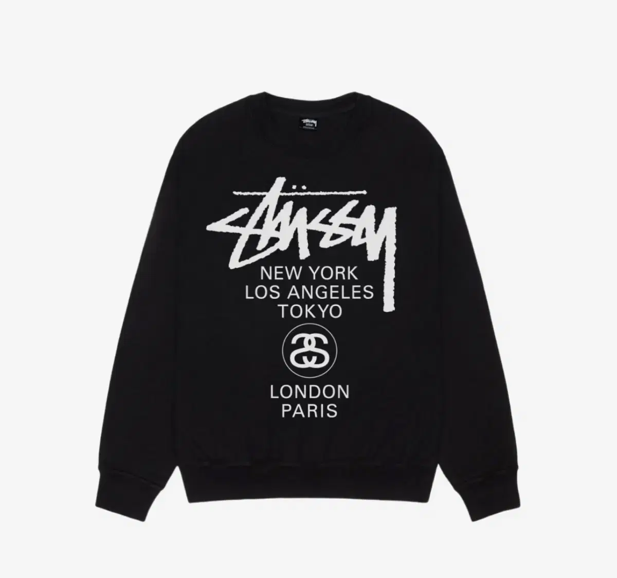 [L] Stussy worldtour Crewneck Pigmented Dyed Black