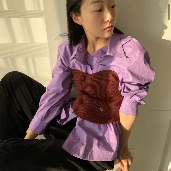 Rrace 레이스 Stitch Pocket Basic Shirt_Purp