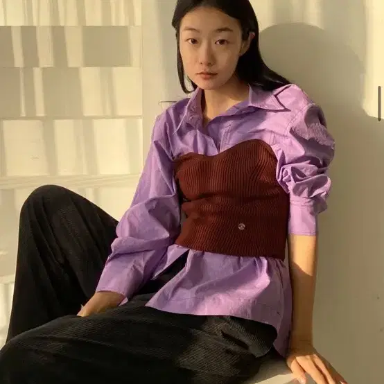 Rrace 레이스 Stitch Pocket Basic Shirt_Purp