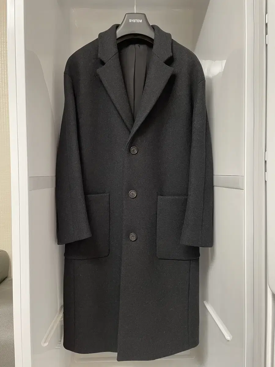 System Homme MTR fabric charcoal grey overcoat size 95