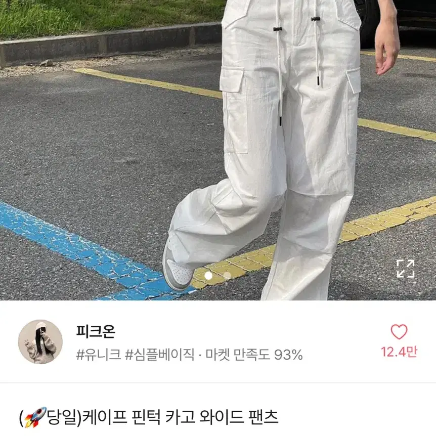 피크온 케이프 핀턱 카고 와이드 팬츠s