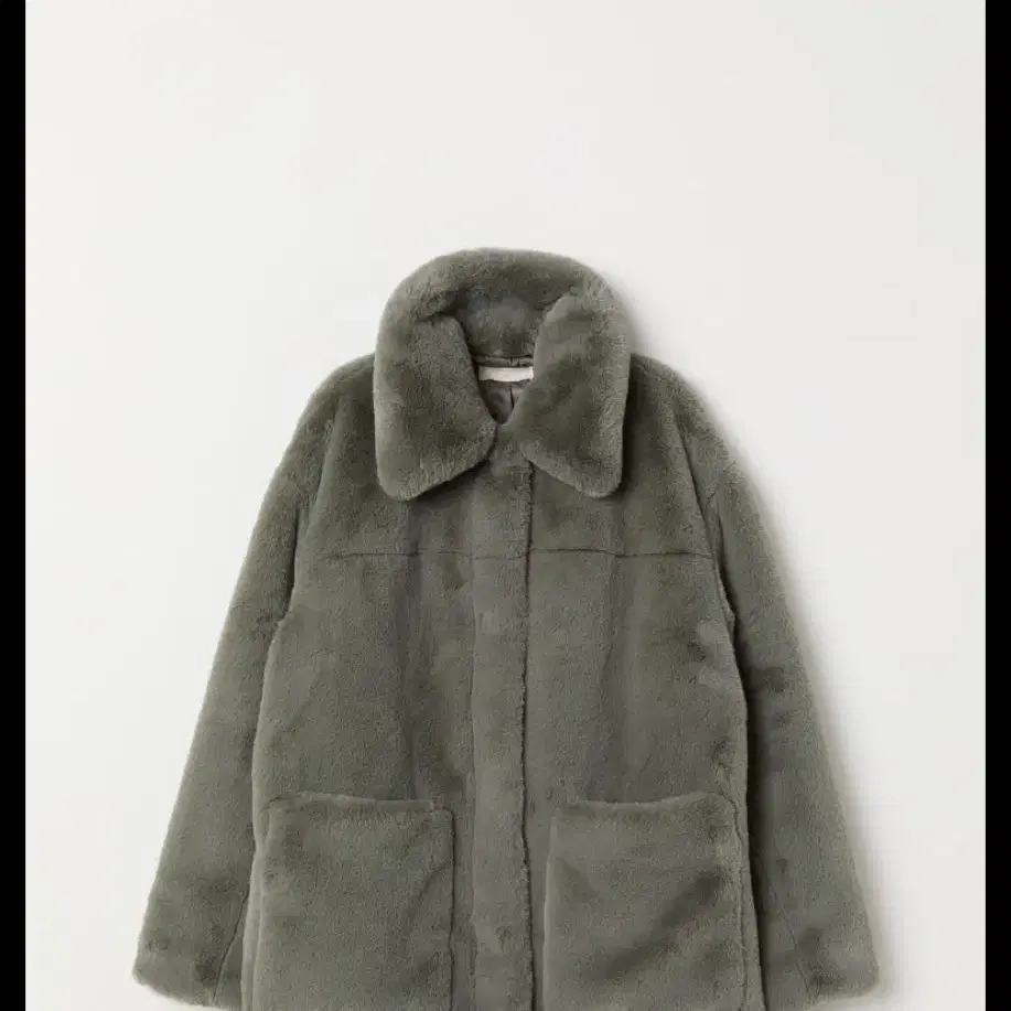 36/h&m faux fur dusty green 크리스탈 퍼 자켓