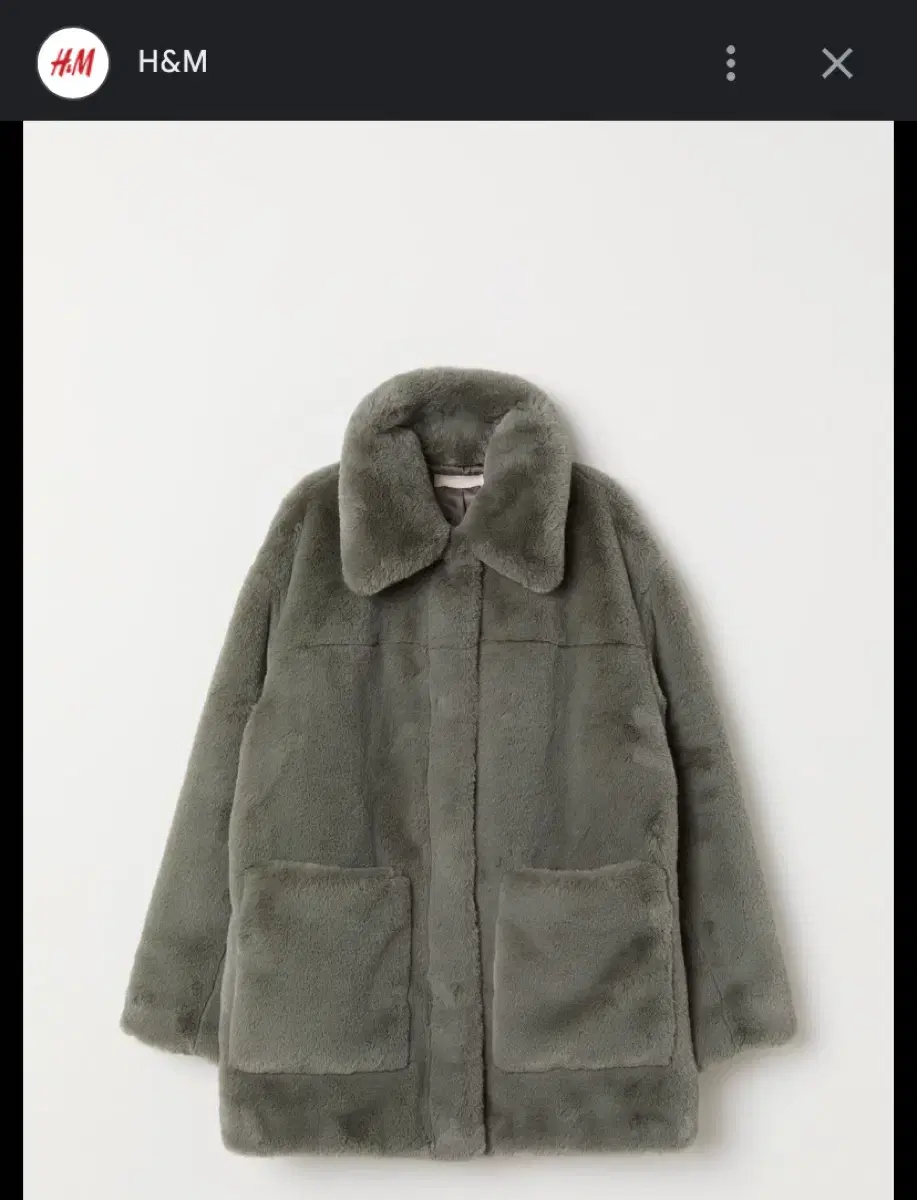 36/h&m faux fur dusty green 크리스탈 퍼 자켓