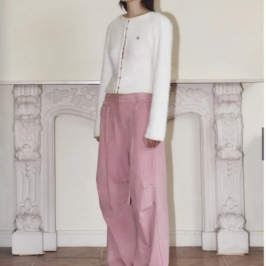 김미더영 G_SUEDE STUD PANTS / PINK