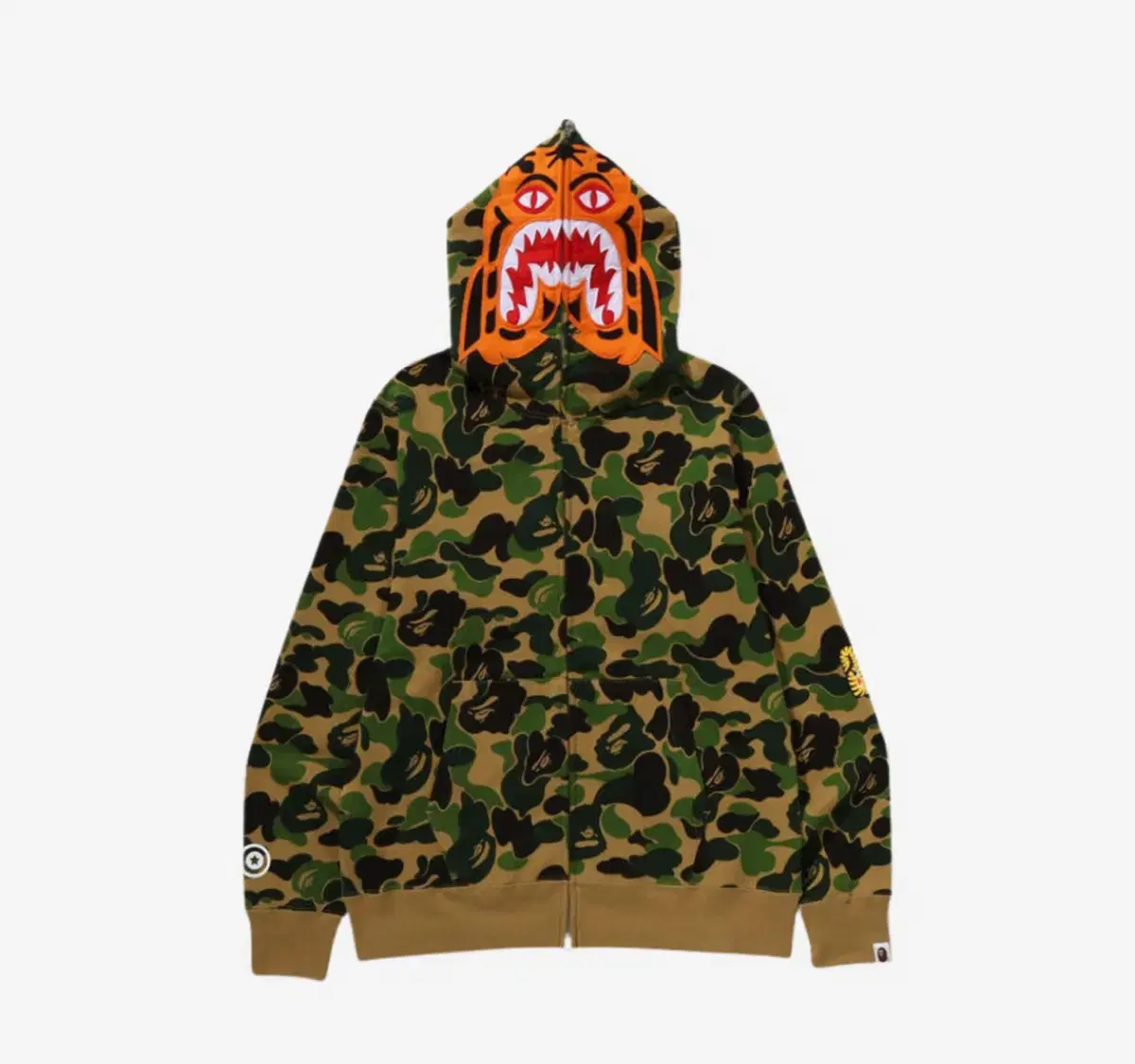 베이프 샤크 후드 타이거 후드집업 abc 카모 녹계 그린 xl bape