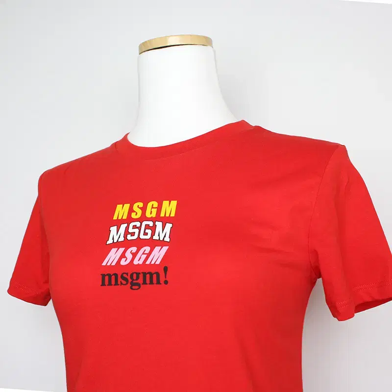 MSGM 키즈 레드 로고 티셔츠 12세