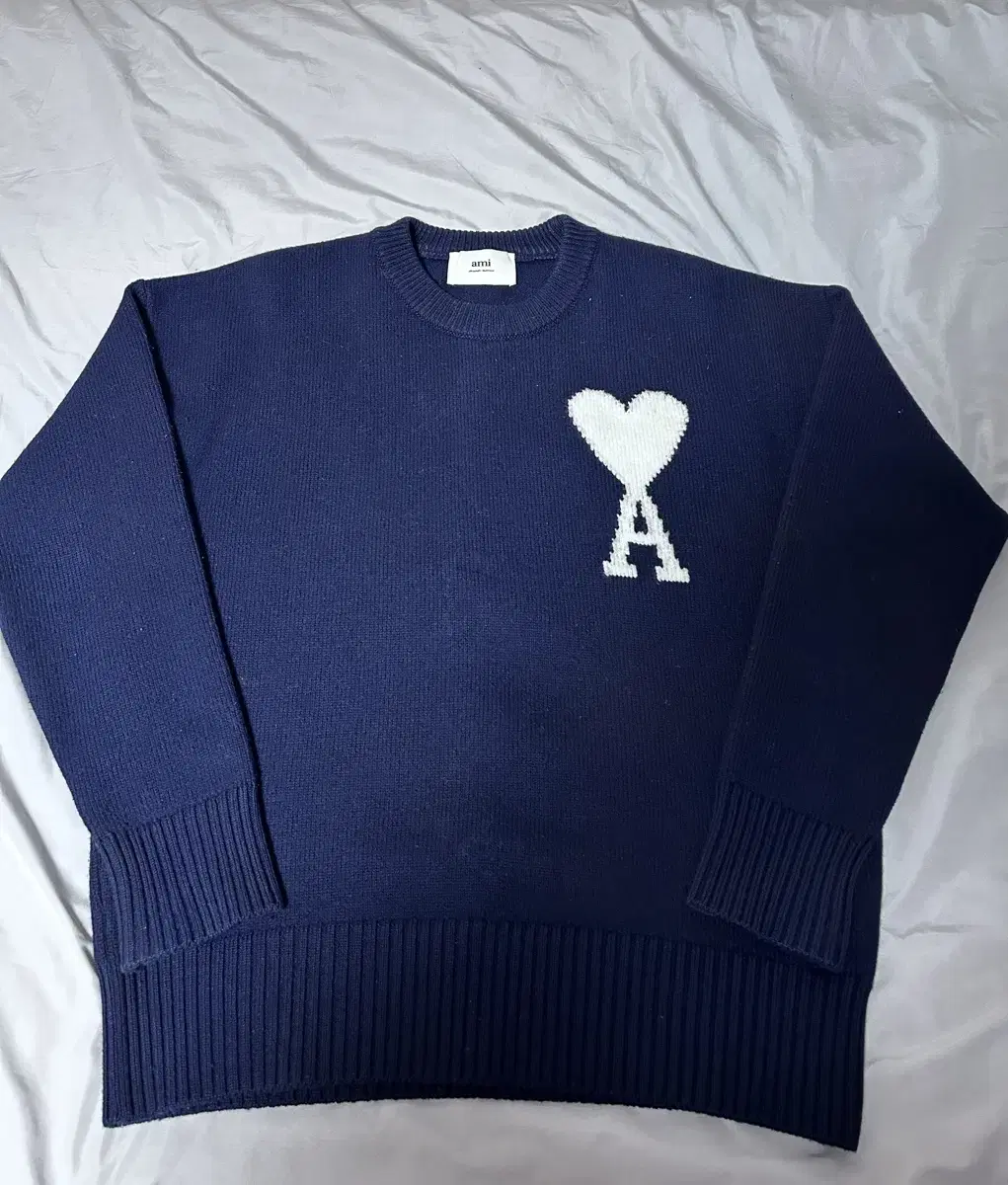 [S] Army Big Heart Intarsia Knit in Navy