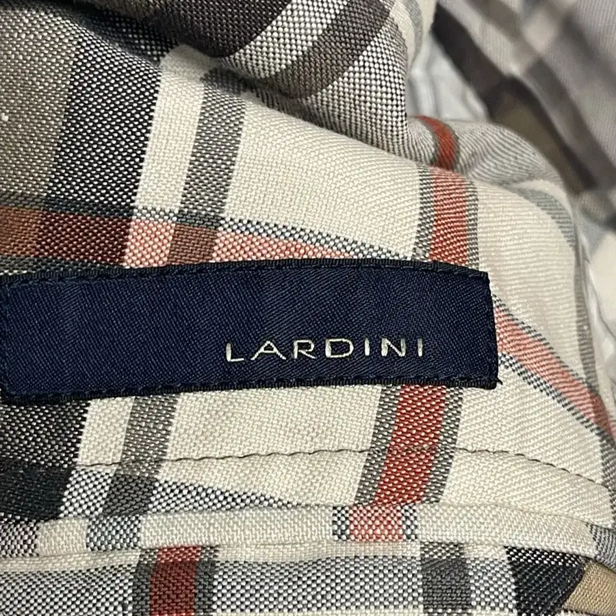 라르디니(LARDINI) 린넨 코튼 혼방 더블 브레스트 체크 자켓 48