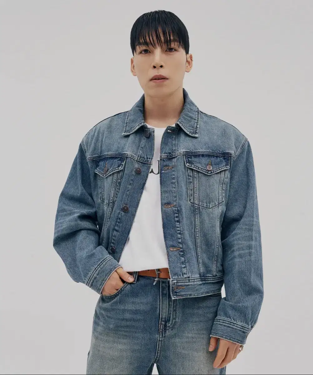 (L) Flack X Kang Stylist K45 Denim Jacket Middle Blue