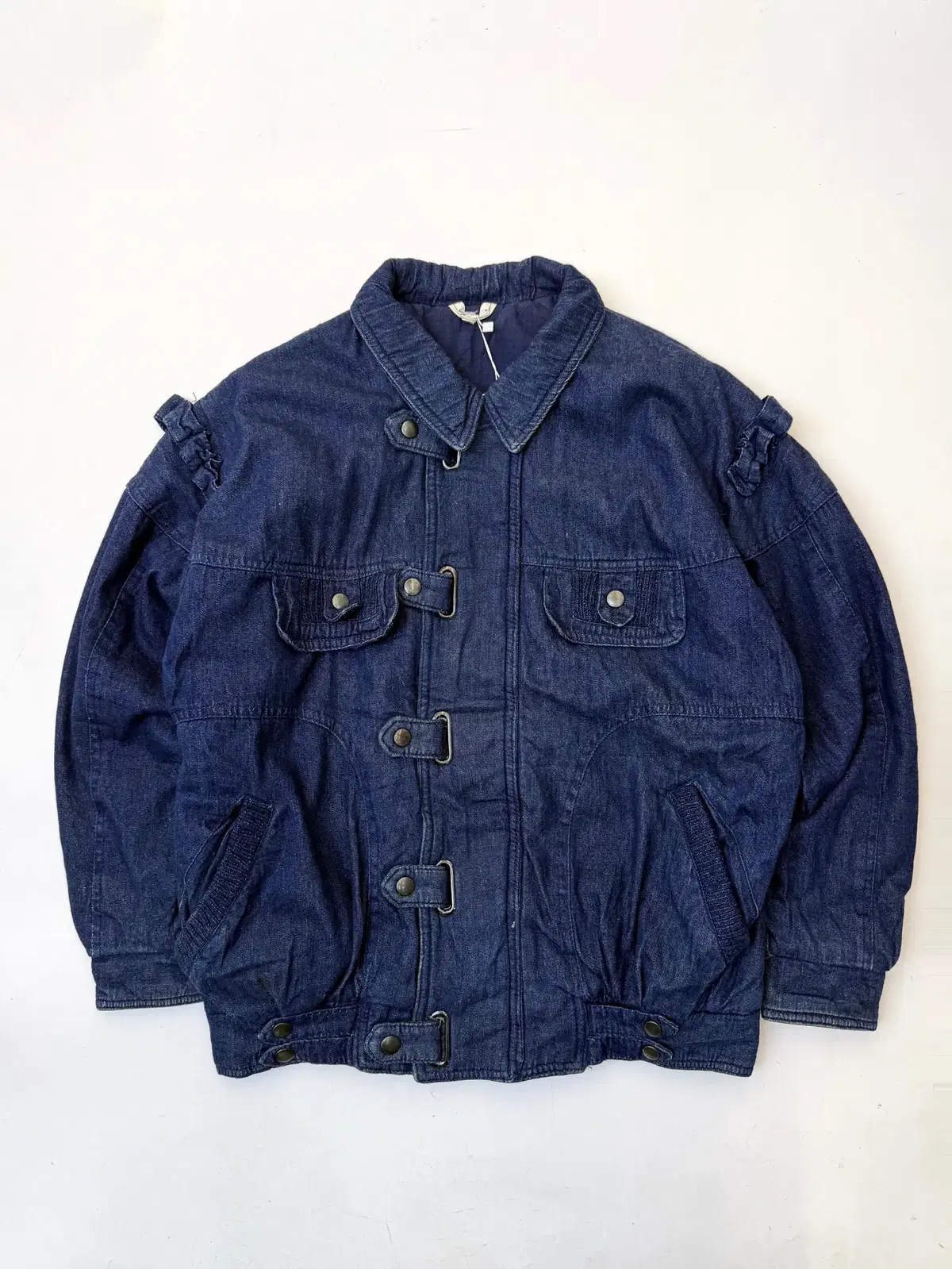 Elyrose buckle detail flight denim bomber jacket