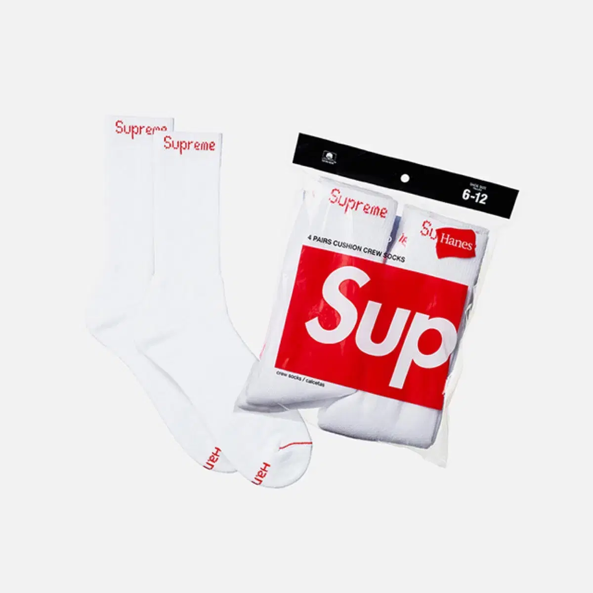 Supreme Hanes 슈프림 헤인즈 크루 삭스 4팩 양말 4세트