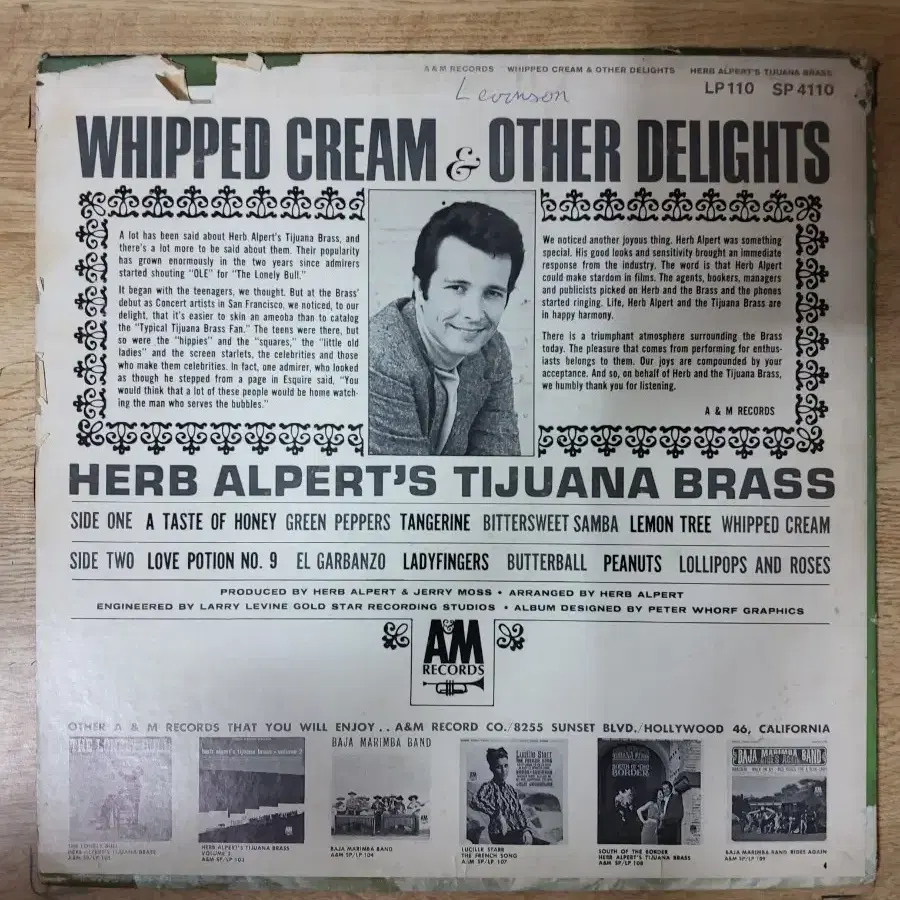 HERB ALPERT 음반 w (LP 턴테이블 오디오 앰프