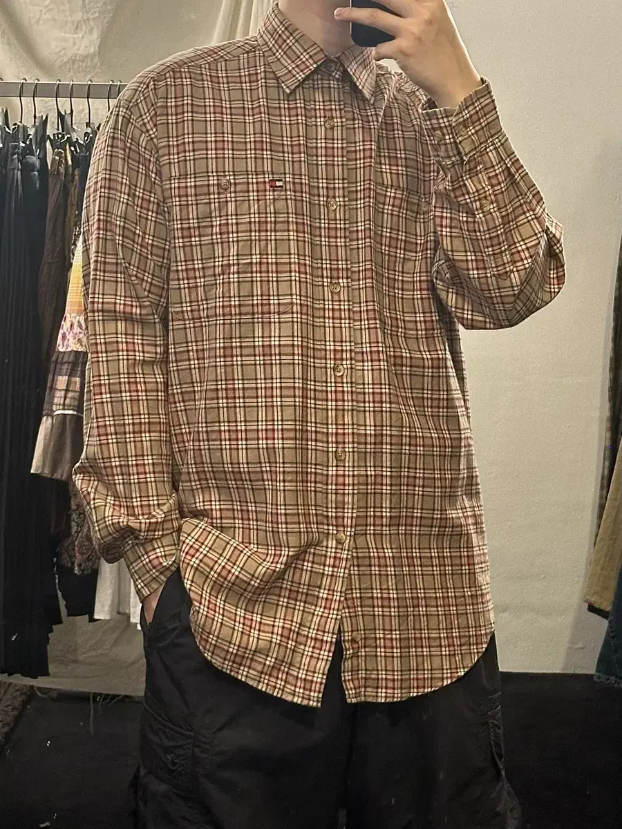 Tommy Hilfiger Burberry Tartan Check Shirt Beige Red