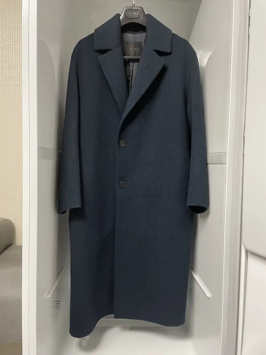 Time Homme Turquoise Cashmere Semi Overcoat Handmade Coat Size 95