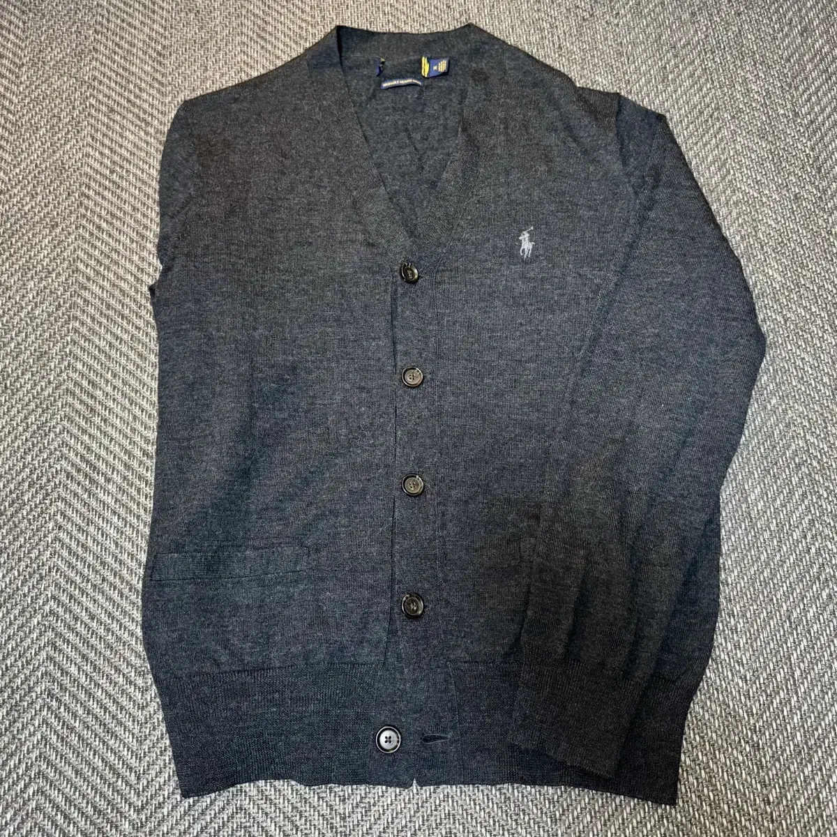 Polo Cardigan Charcoal Gray Slim Fit M