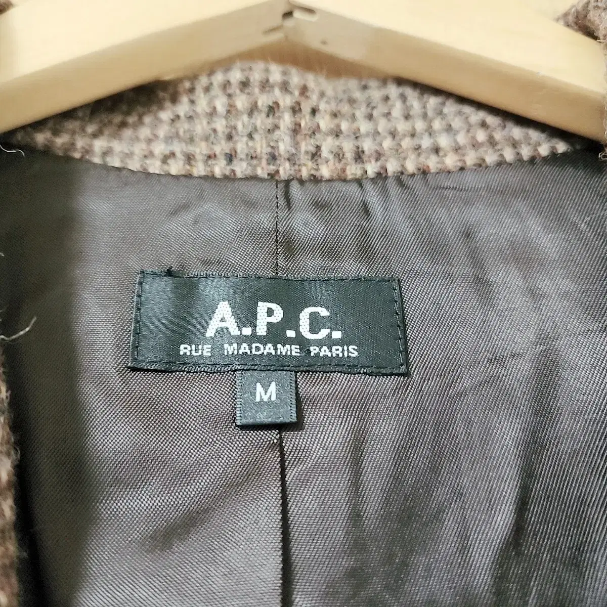 남성용) A.P.C 울 100% 겨울 체크 자켓 M