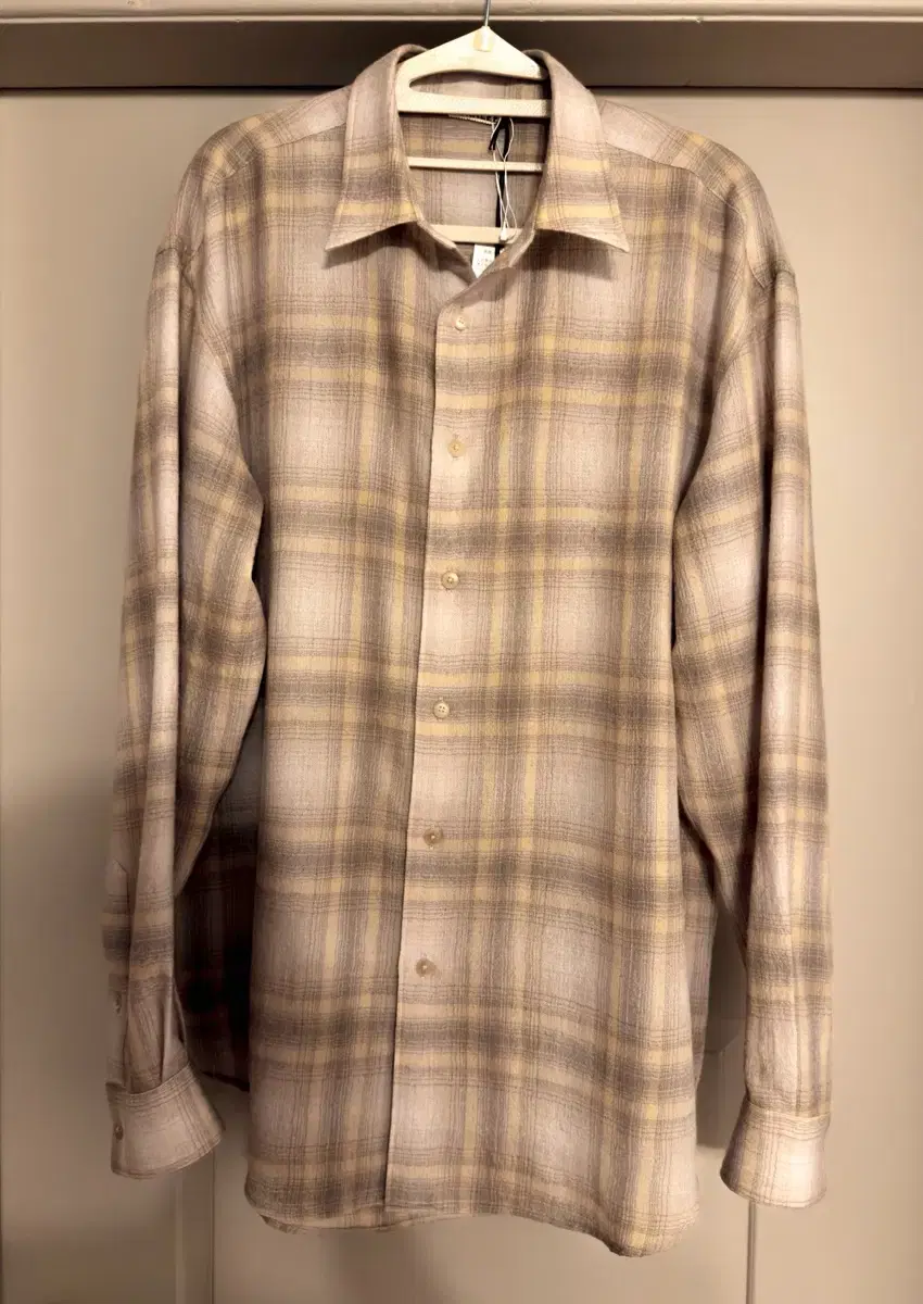 Aurari 24FW Airy Wool Check Shirt Yel