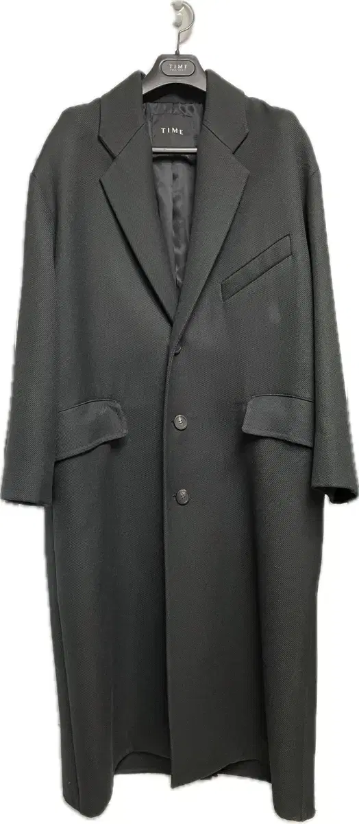 Time Homme 21FW Dark green semi fitted twill coat size 95