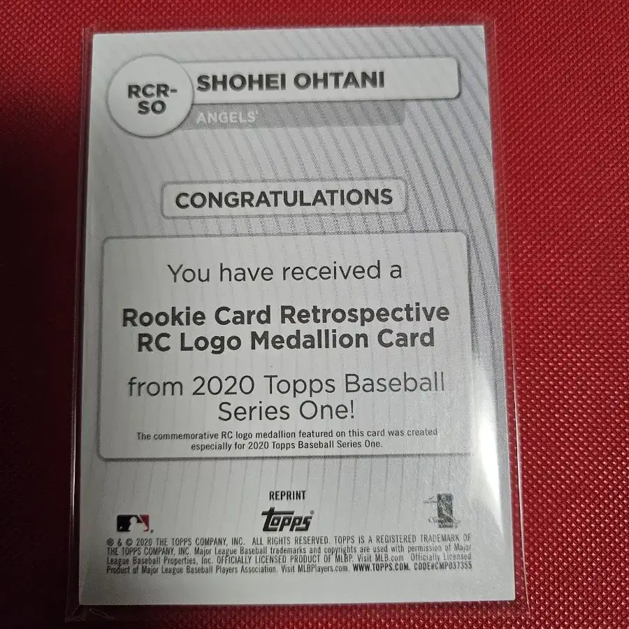 오나티 2020 Topps Rookie Logo Medal 카드