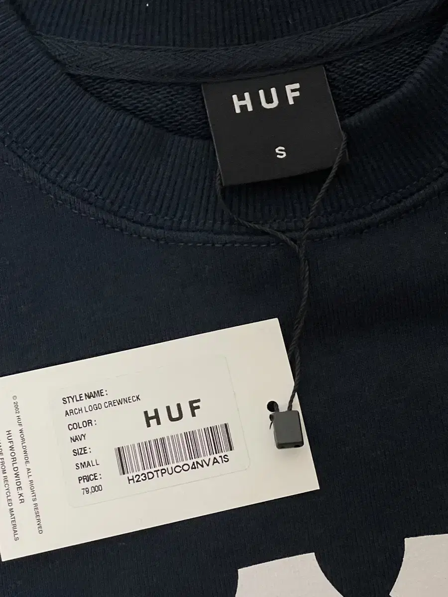 Huff Arc Logo Crew Neck Navy Top S