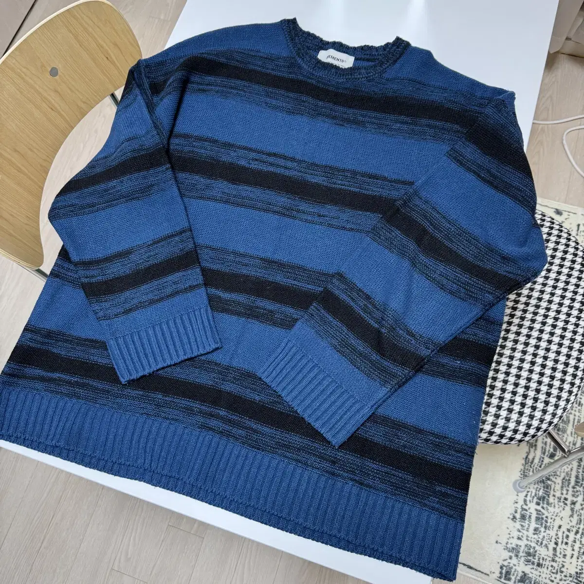 MEMENTO Stripe bloo knit