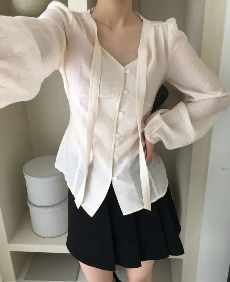 노비야카 peach blouse ivory