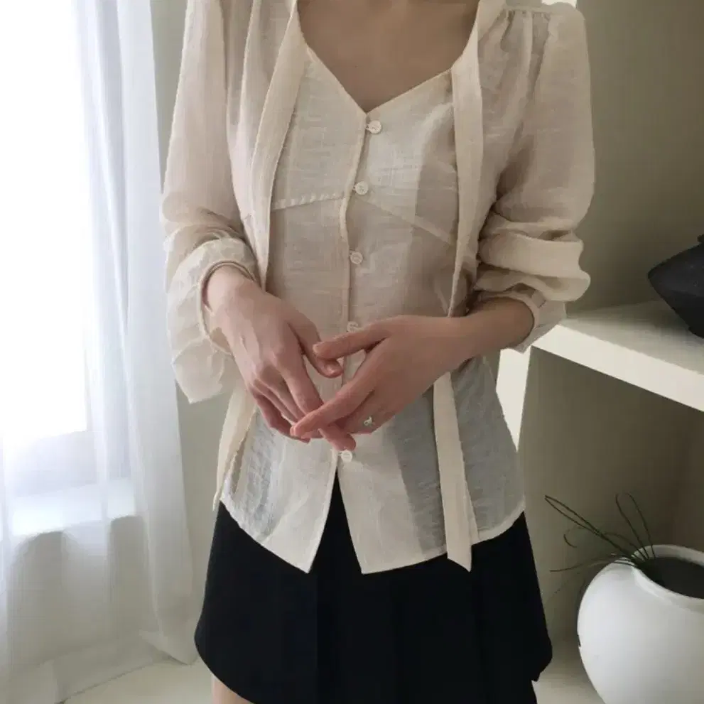 노비야카 peach blouse ivory