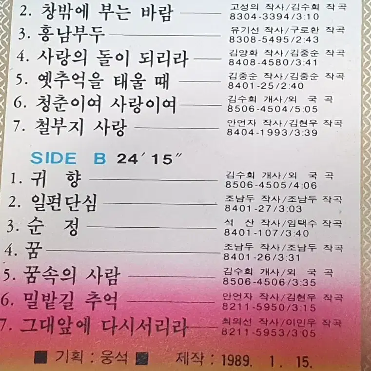 1989년 김수희 골든힛트 2 카세트 테이프