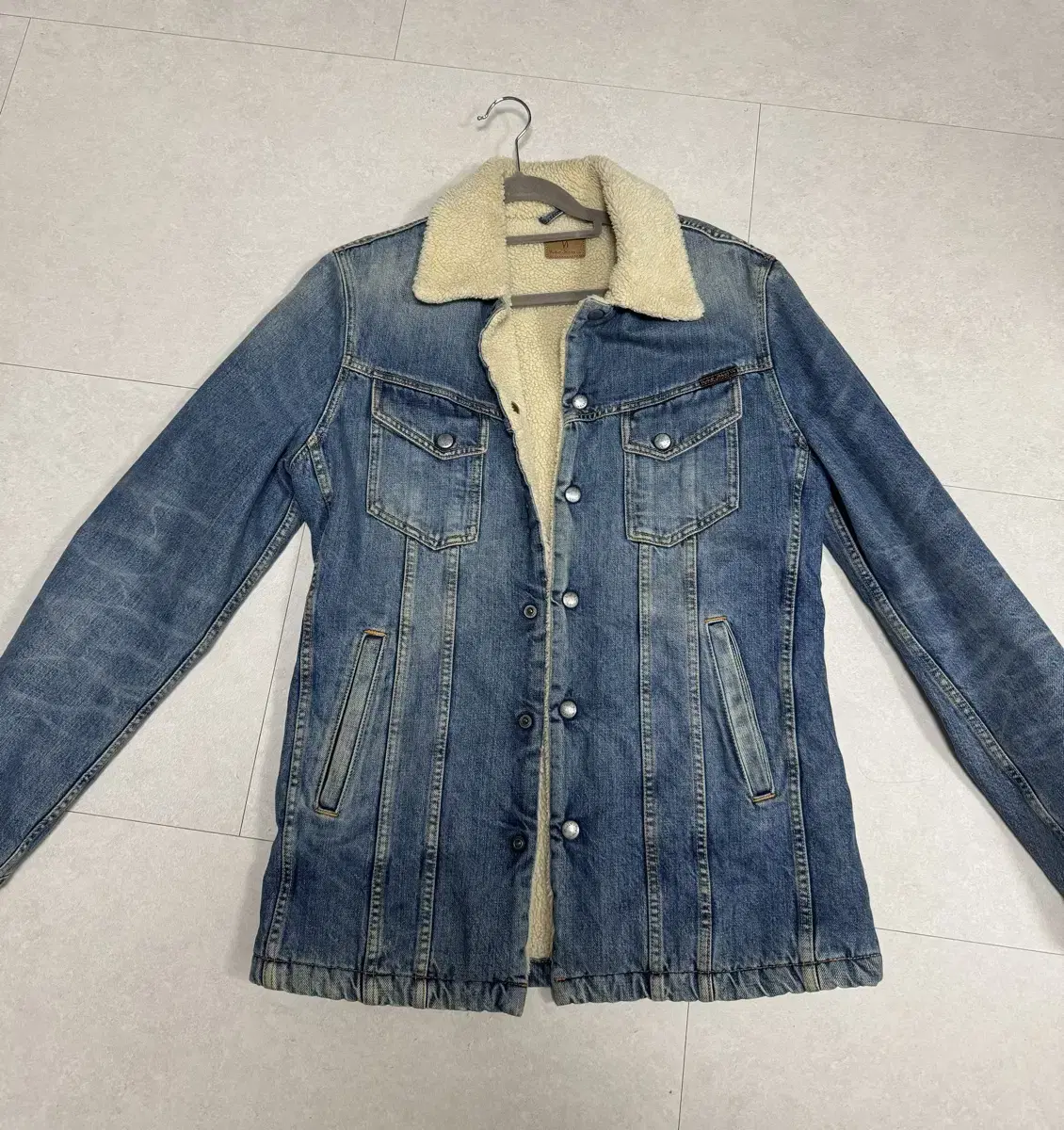 Nudie jin Sherpa washed denim jacket S