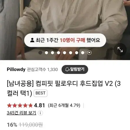 컴피핏 필로우디 후드집업 V2