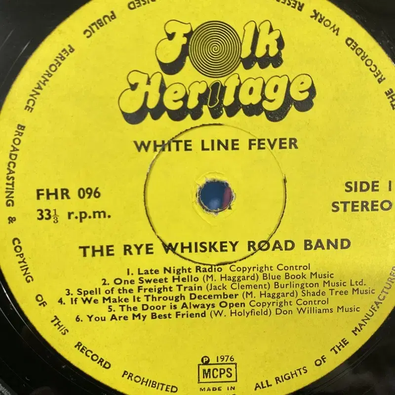 THE RYE WHISKEY ROAD BAND LP / AA2469