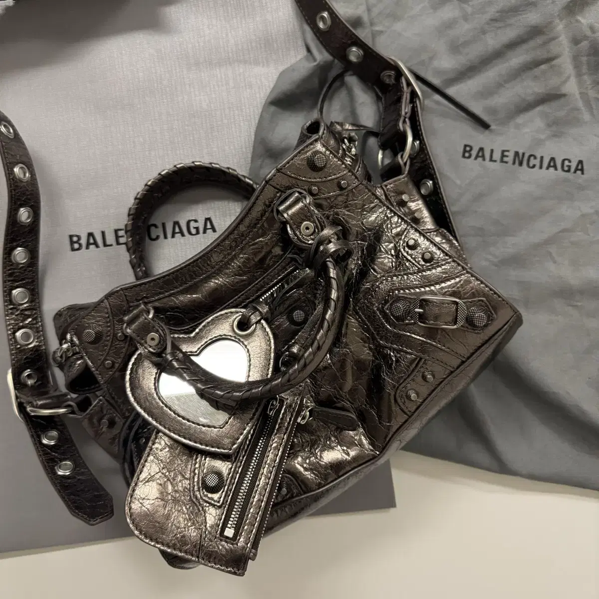 Balenciaga Neo Cargol XS Metallized Handbag in Bronze