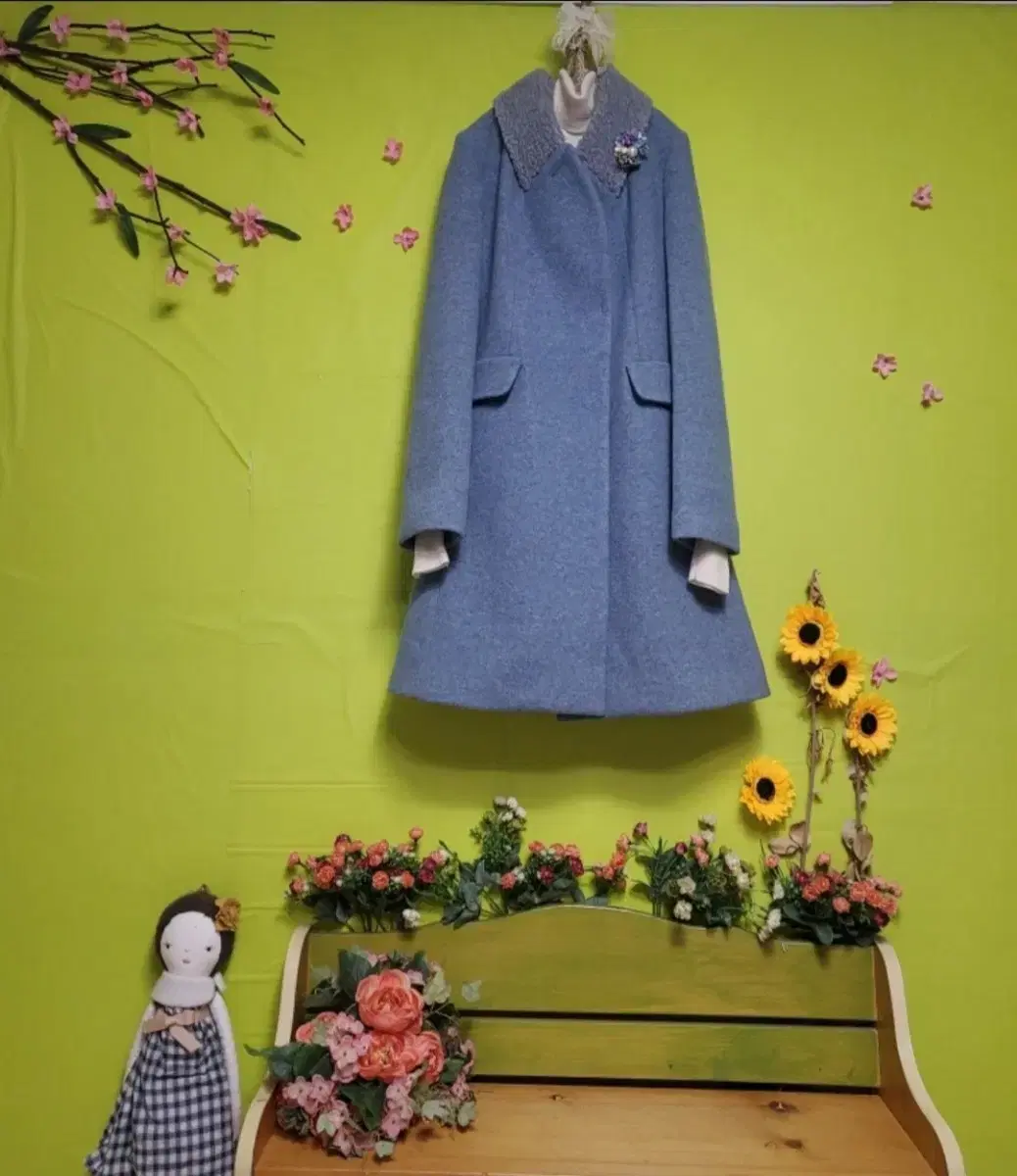 Puffy kara/loopback/bridal/office/ A-line wool coat