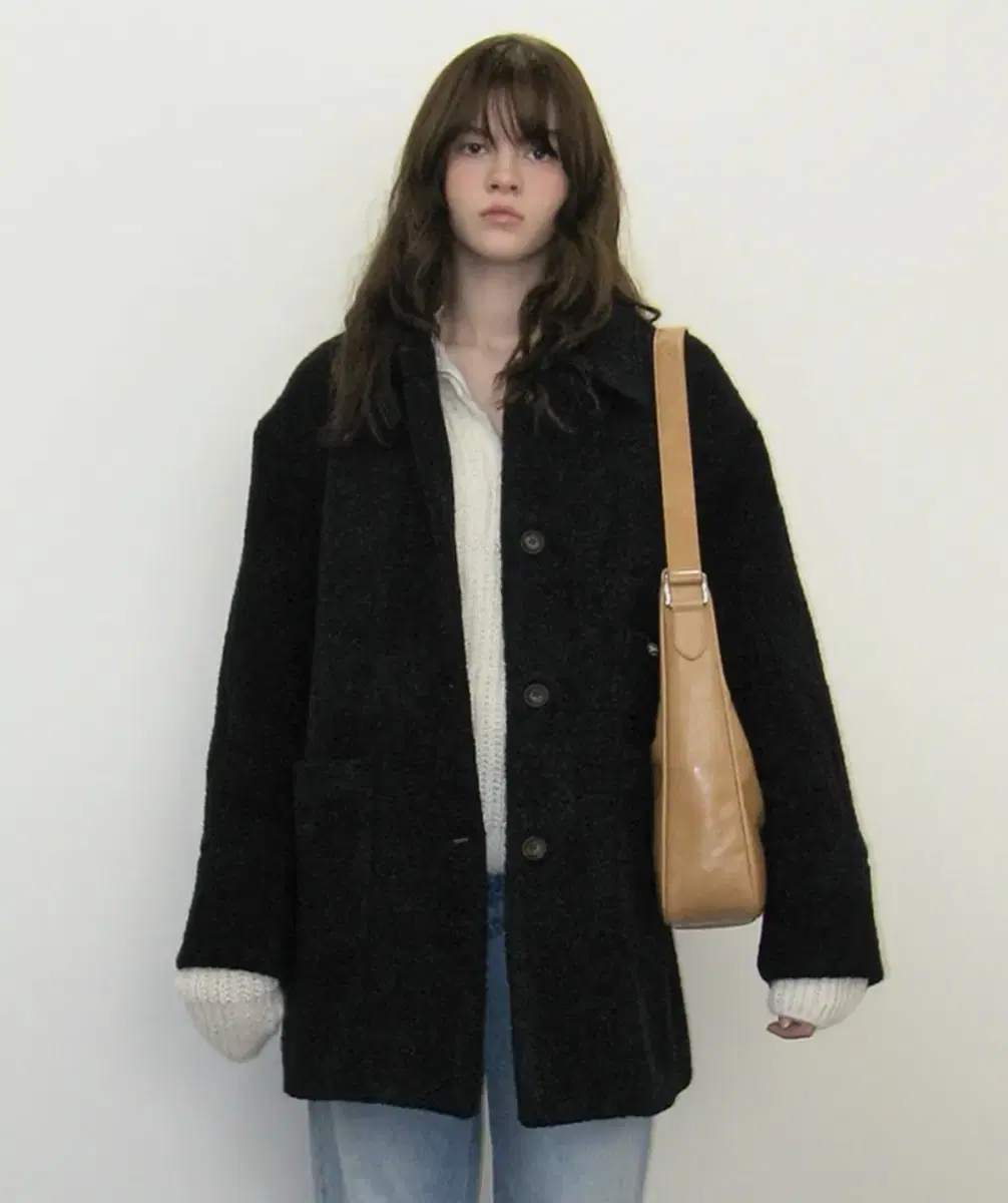 SOLD | (FINAL PRICE) Somewhere Butter Alpaca Boucle Half Coat Navy