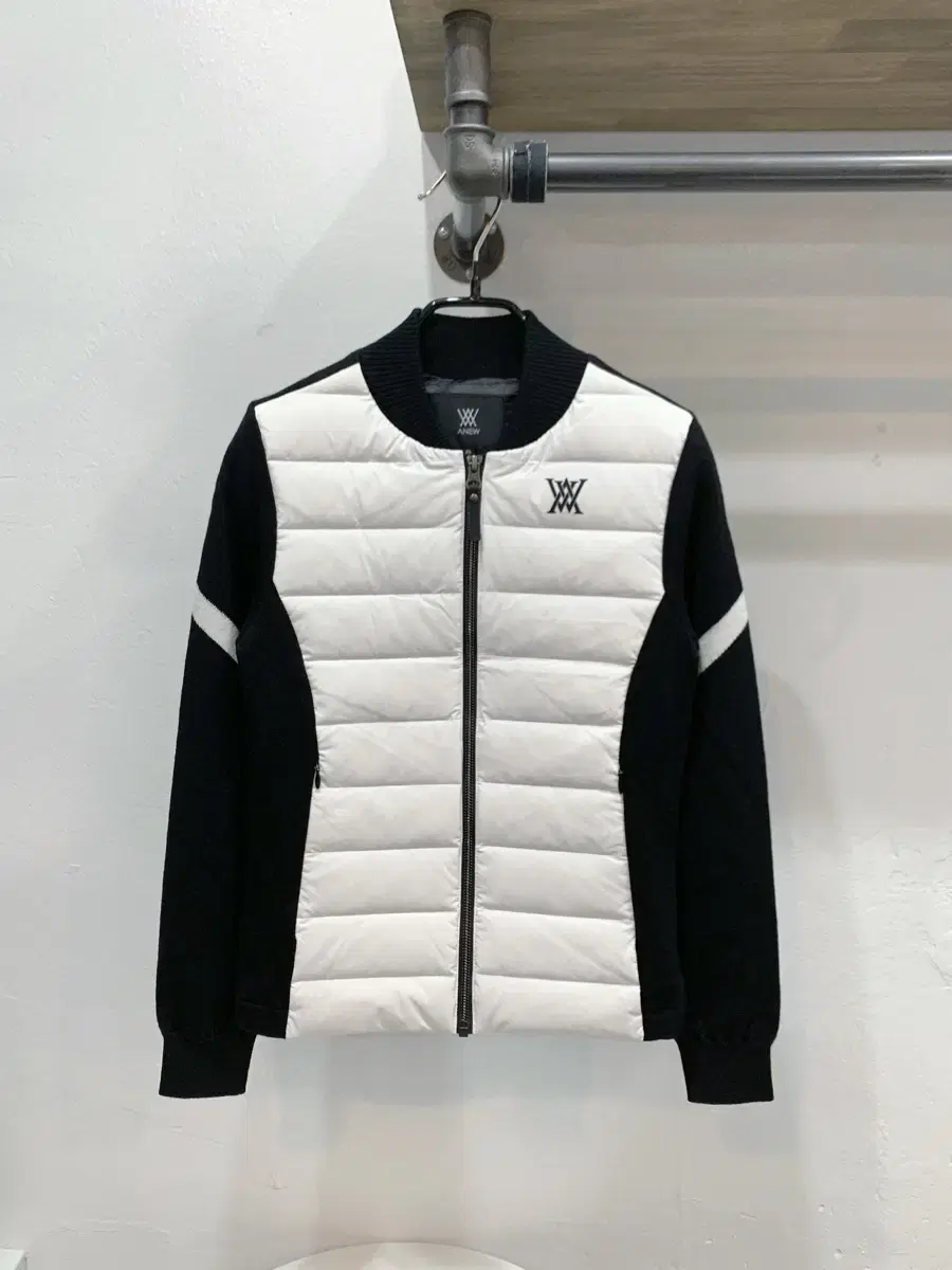 (44/XS) New White (Black) Hybrid Goose Down All-Up Windbreaker