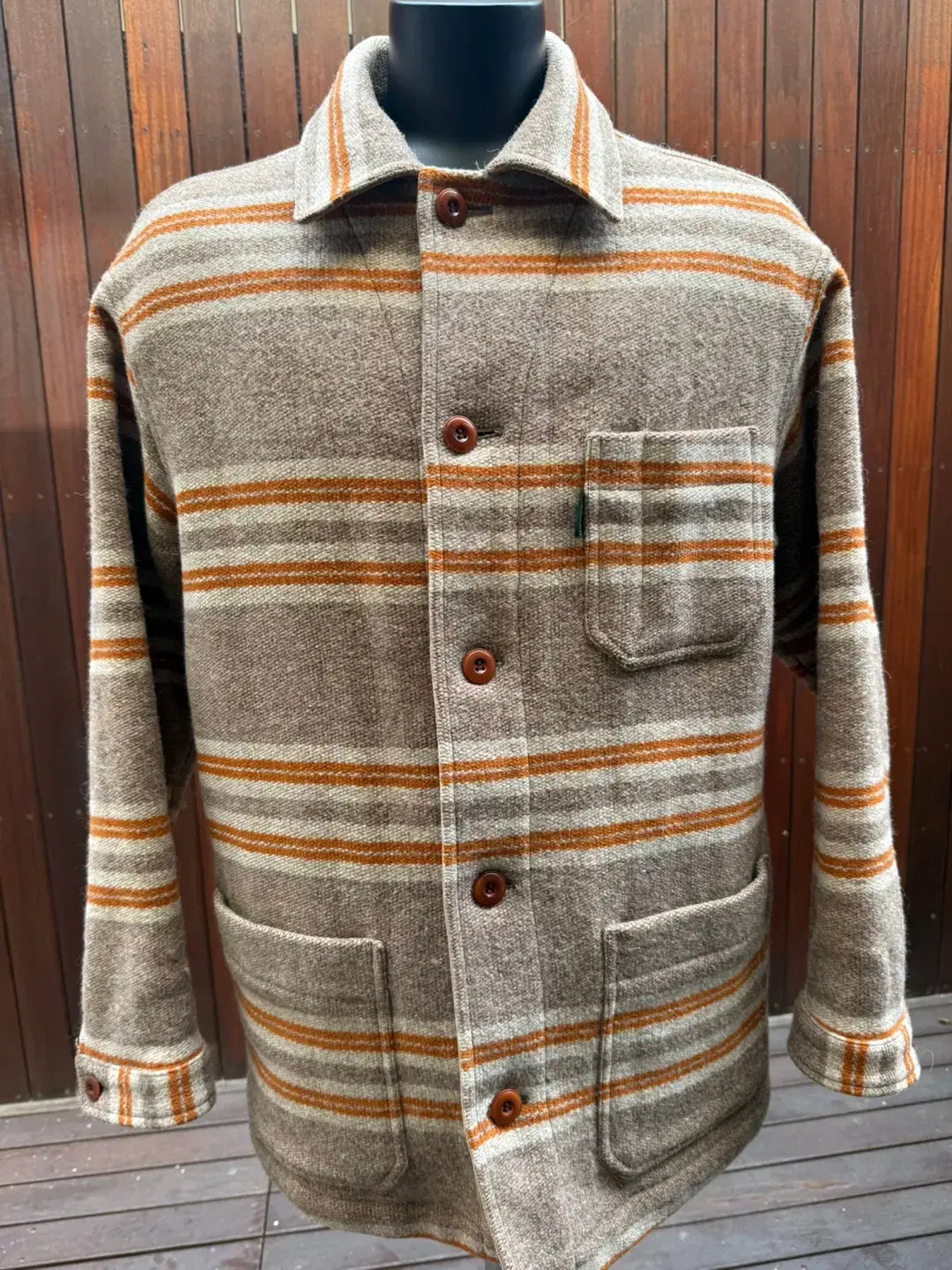 [L] Nigel Carbon Old Tab Striped Coat