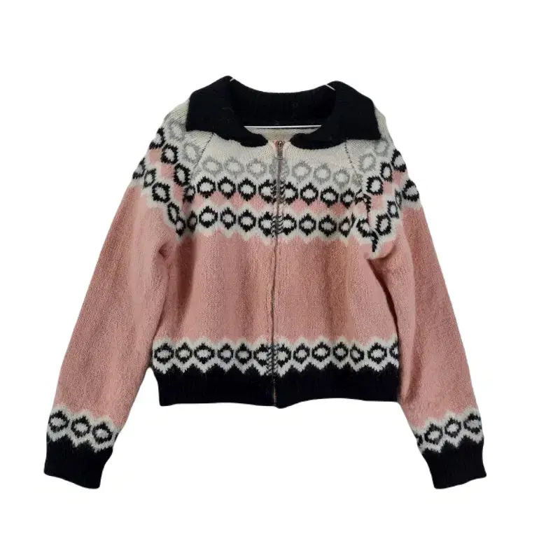 E7668 WFREE Pink kara Zip-up knit cardigan/dirk