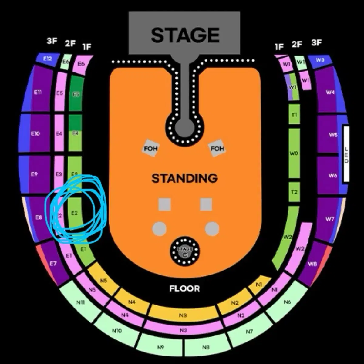 콜드플레이 내한 콘서트 4/22 화요일 P석 E2구역 티켓 양도