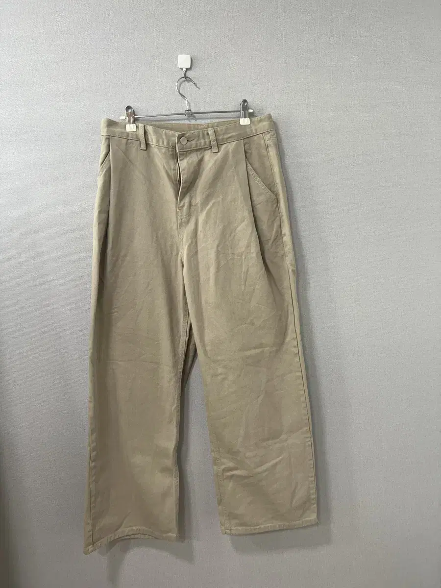 Casual Beige Wide Denim Pants 33