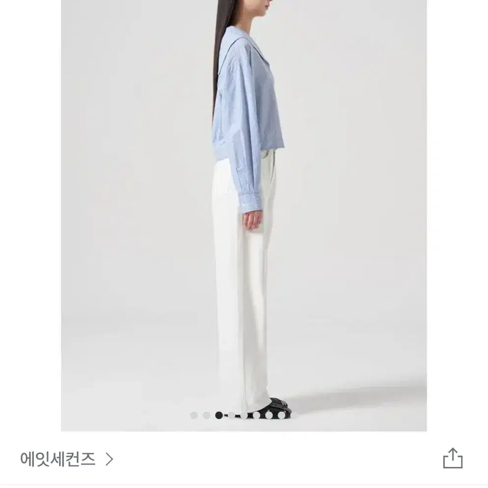 에잇세컨즈 세미 와이드 리넨 데님 팬츠 화이트