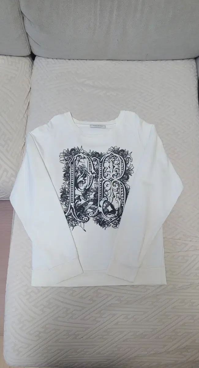 Balmain Man to Man 100 Size Long Sleeve Tee White Tee Raglan Overfit