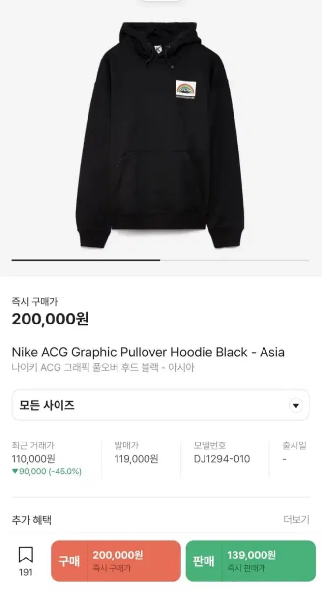 Nike ACG Graphic Pullover Hoodie Black