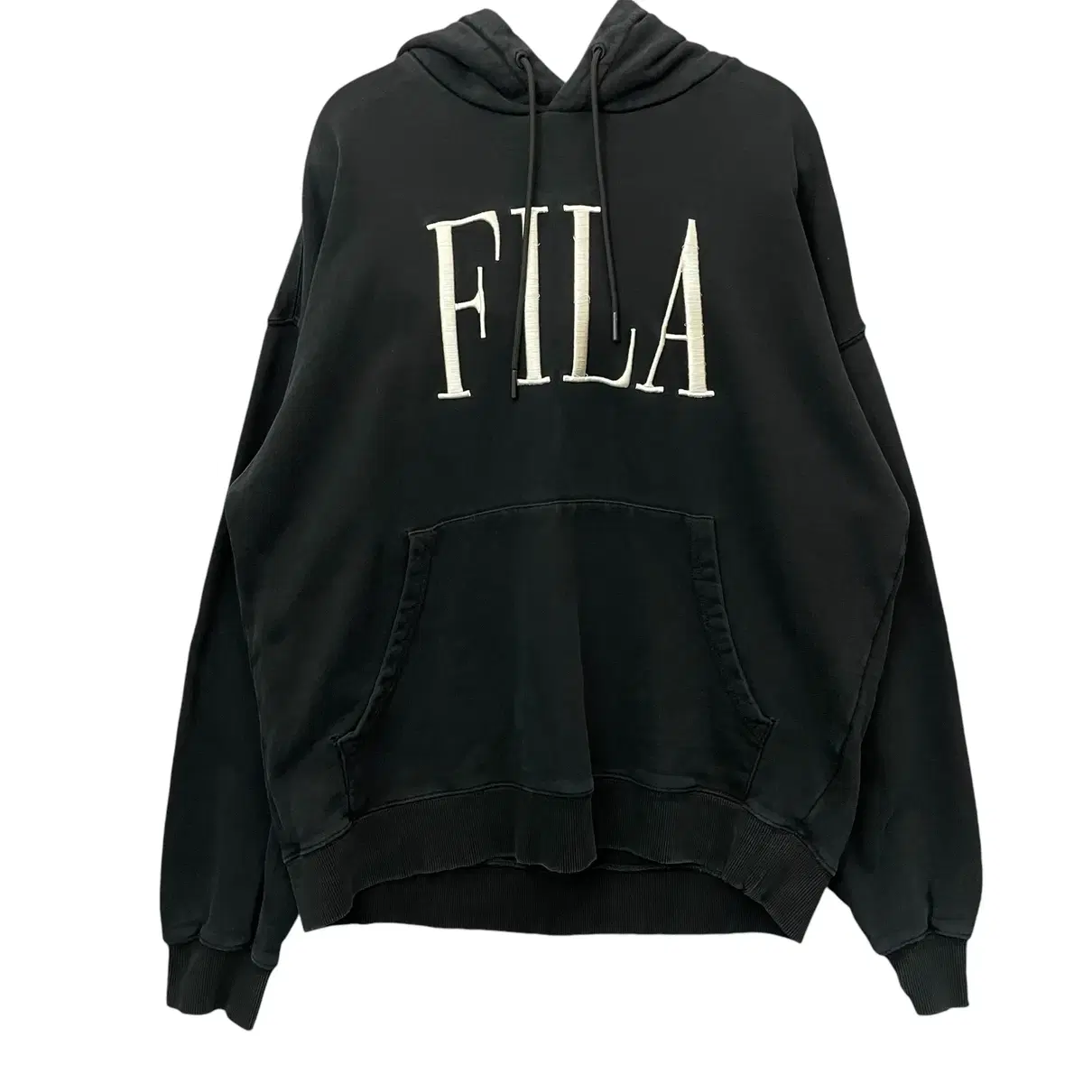 FILA 휠라 블랙 로고자수 후드티 100