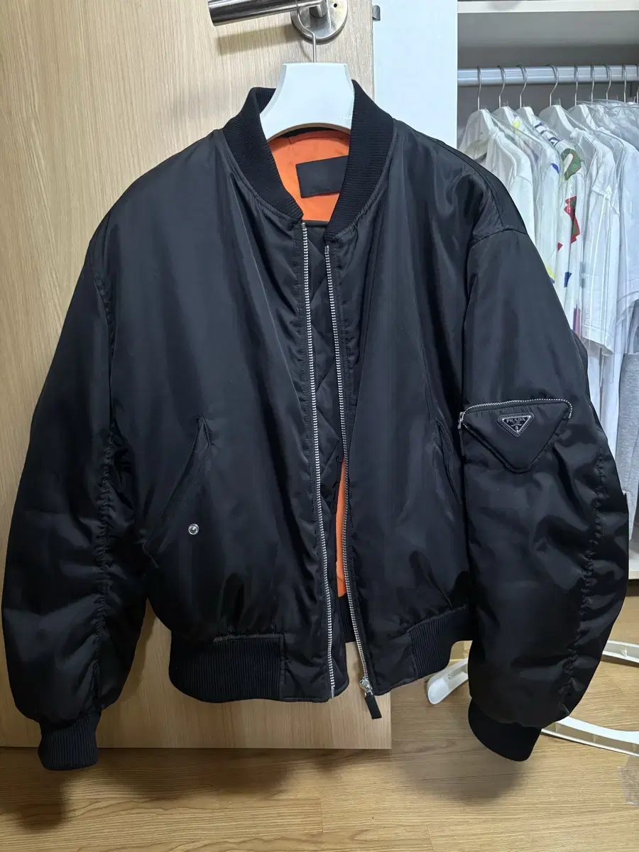 Prada Rina Nylon Pocketed Bomber Jacket