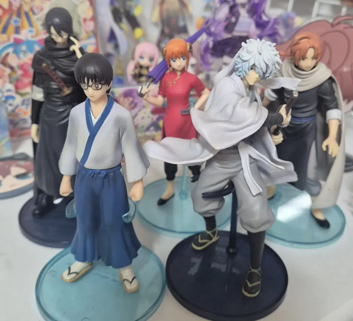 Bulk of 5 Gintama Styling Figures + Kuji L-Shaped File Kagura/Gintoki/Shinpachi/Kamui