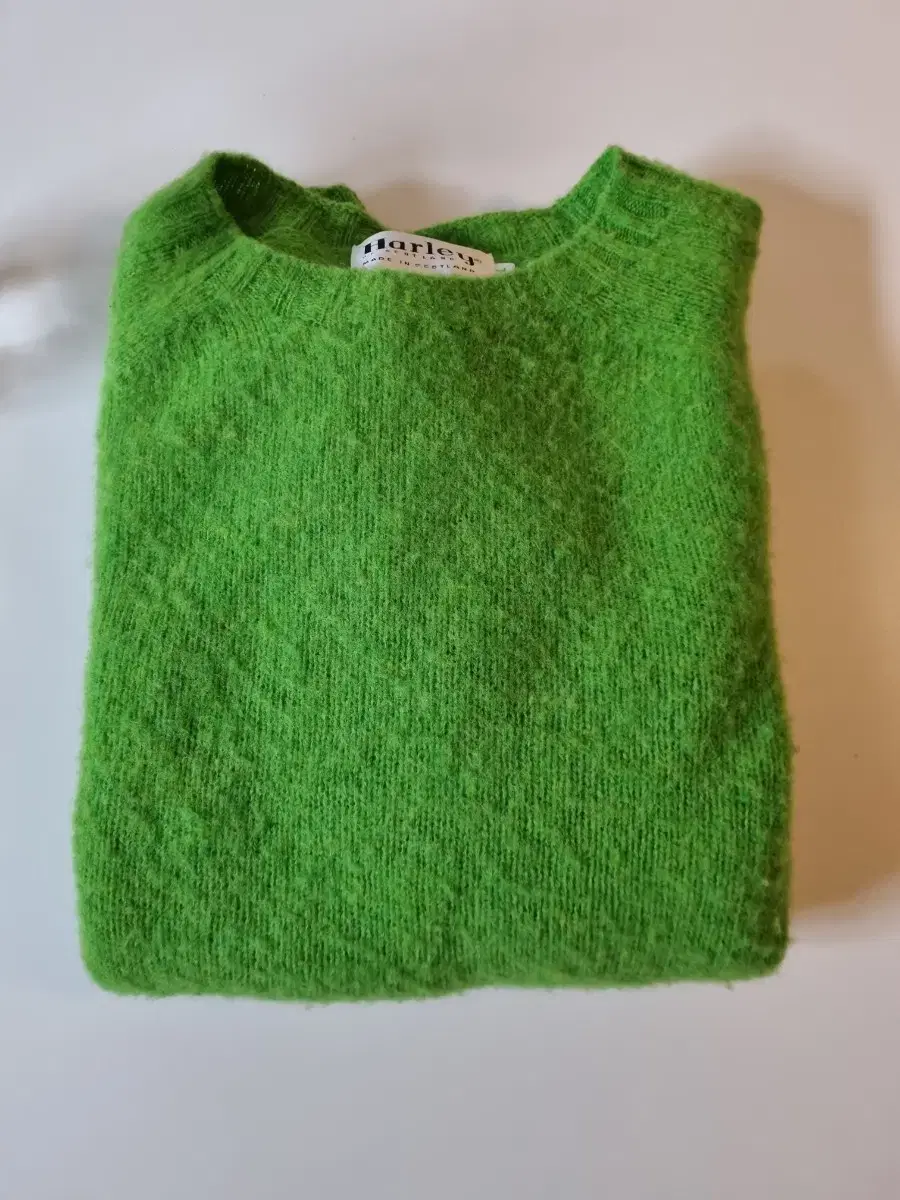 [L] Halo of Scotland Shaggy Dog Knit Lime Green