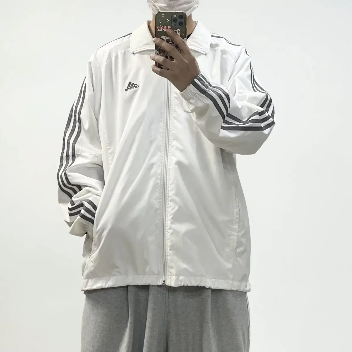 Adidas Old School Sideline Windbreaker Jacket White Silver