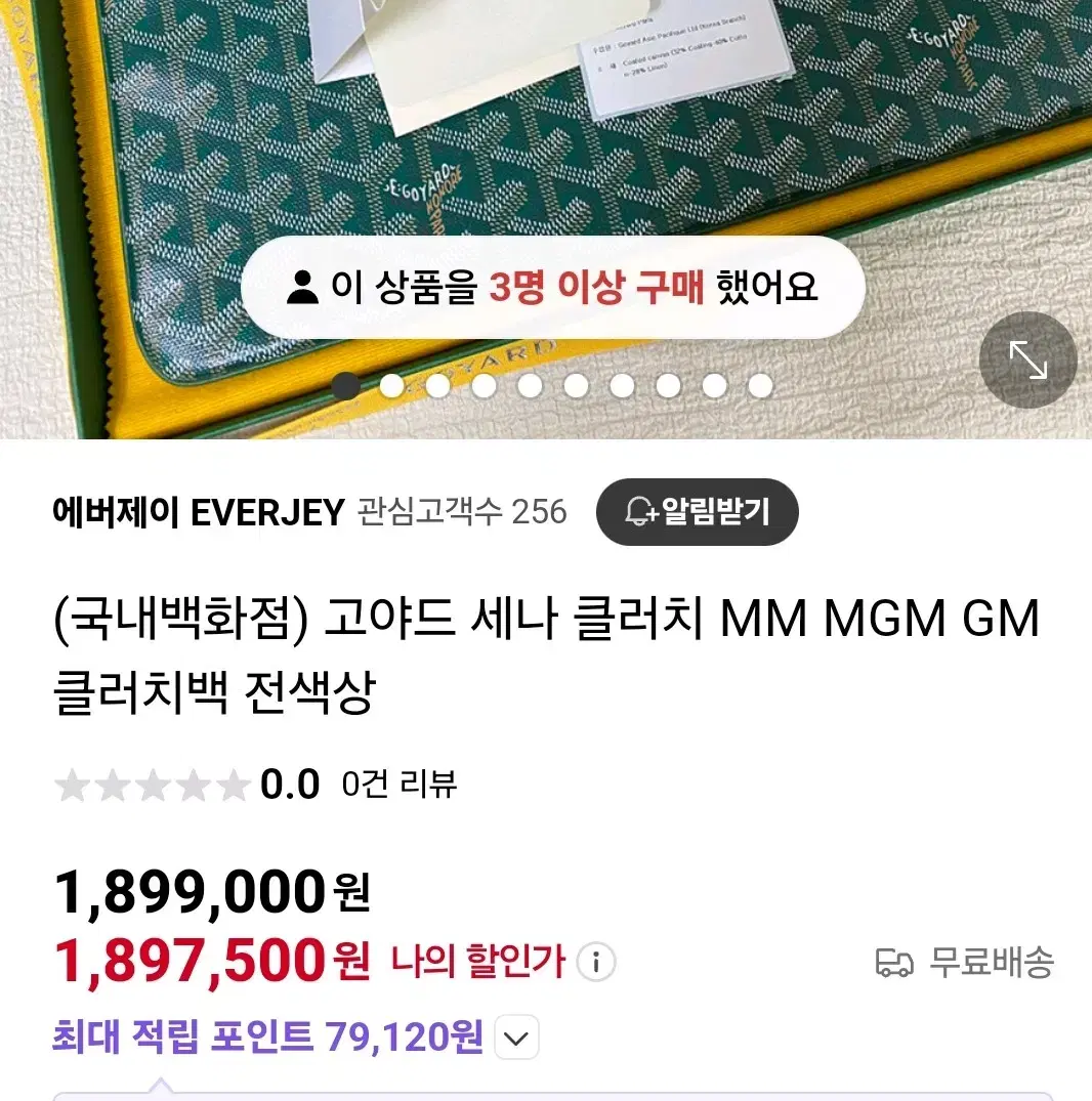 고야드 세나클러치 GM 그린