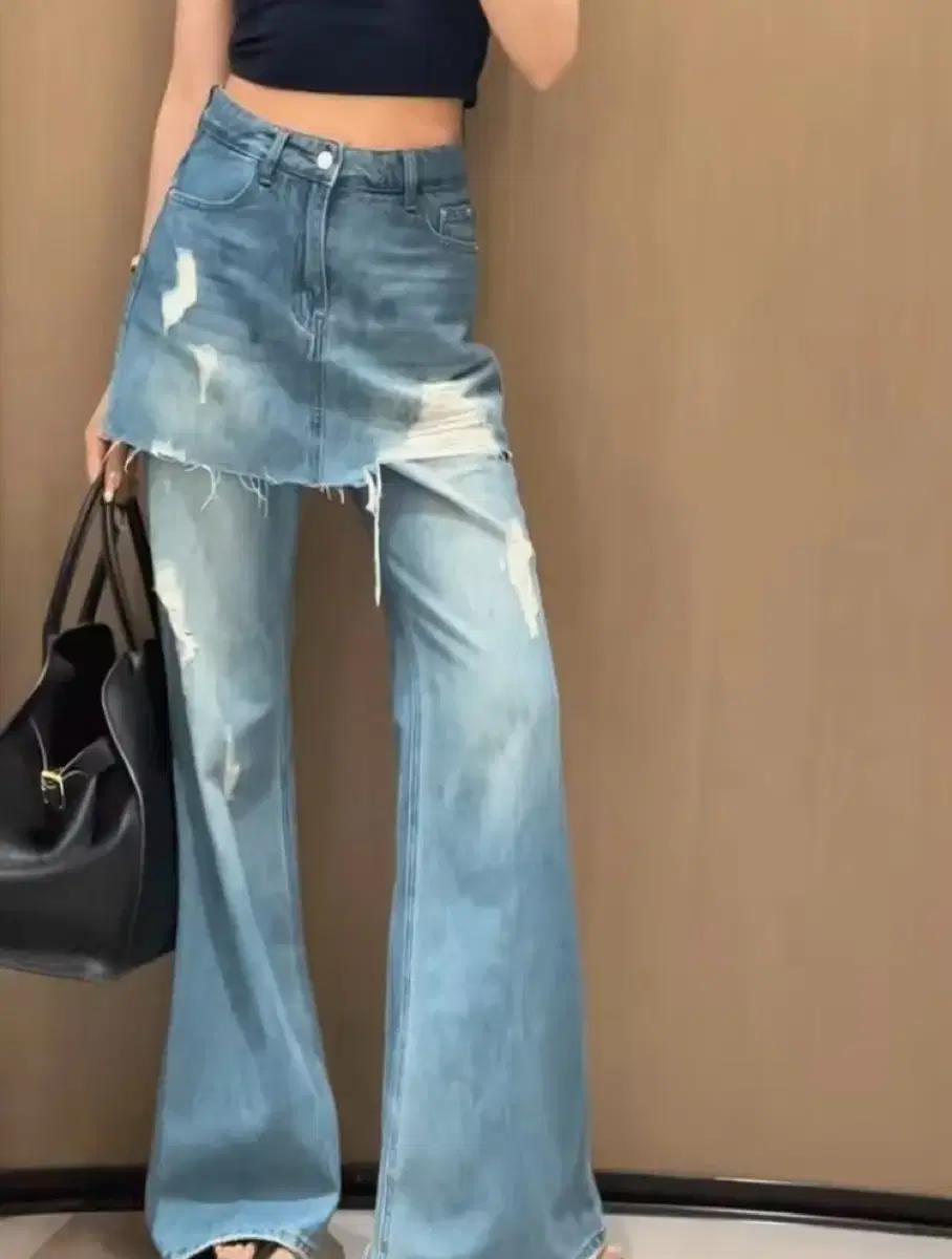 (80,000 won item)Last one piece special wrap skirt layered denim pants