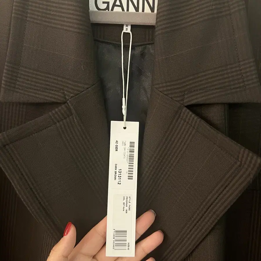 가니 Ganni 체크 롱 자켓 코트 42size